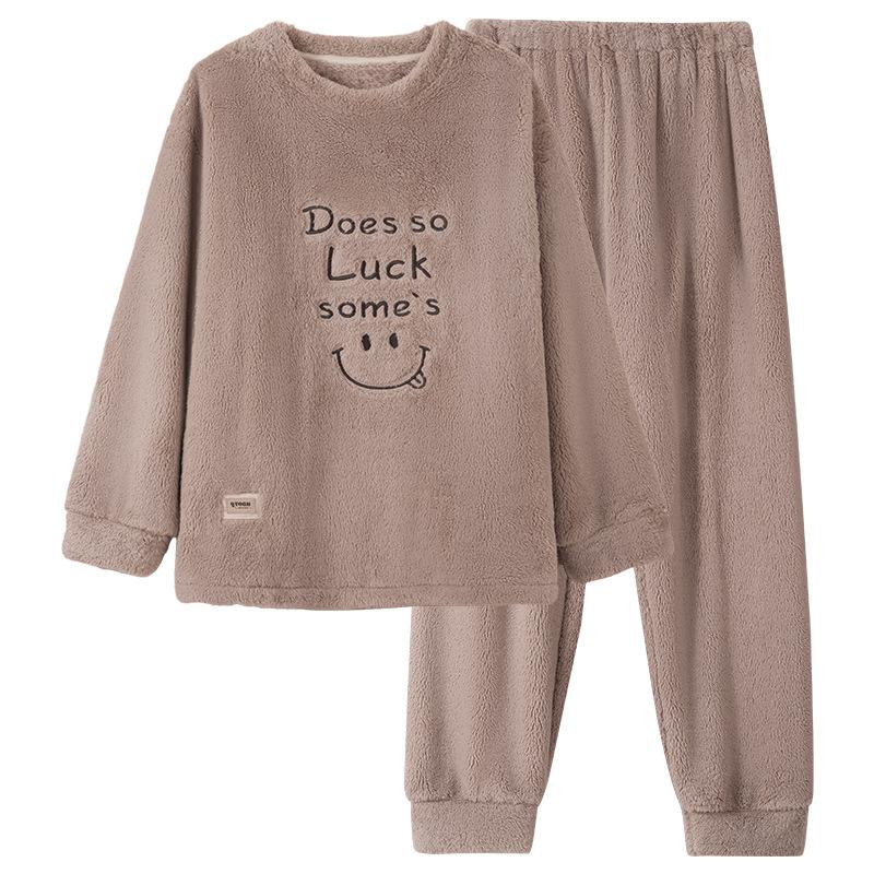 Snowflake Fleece Pajamas Women'S Winter Fleece Thickened Coral Fleece Flannel Loungewear Couple Suit Men