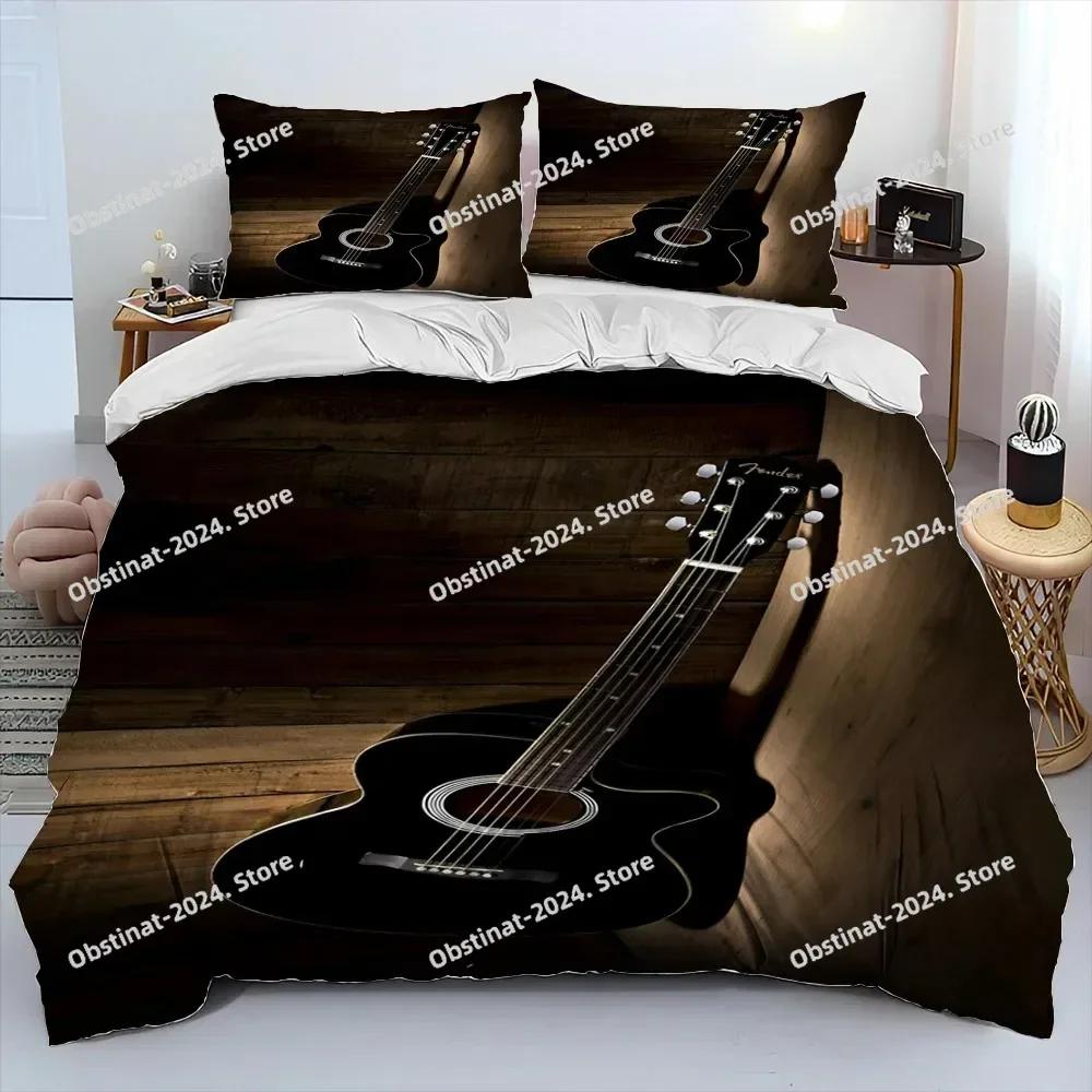 Classical Guitar Electric Guitar Bedding Set Print With Pillowcase Bed Duvet Cover Soft Single Double Queen Super King Size