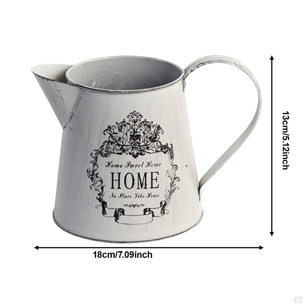 Järnkanna Vas Metall Blomma Retro Fotorekvisita Hink Blomsterbehållare för Bröllop Kontor