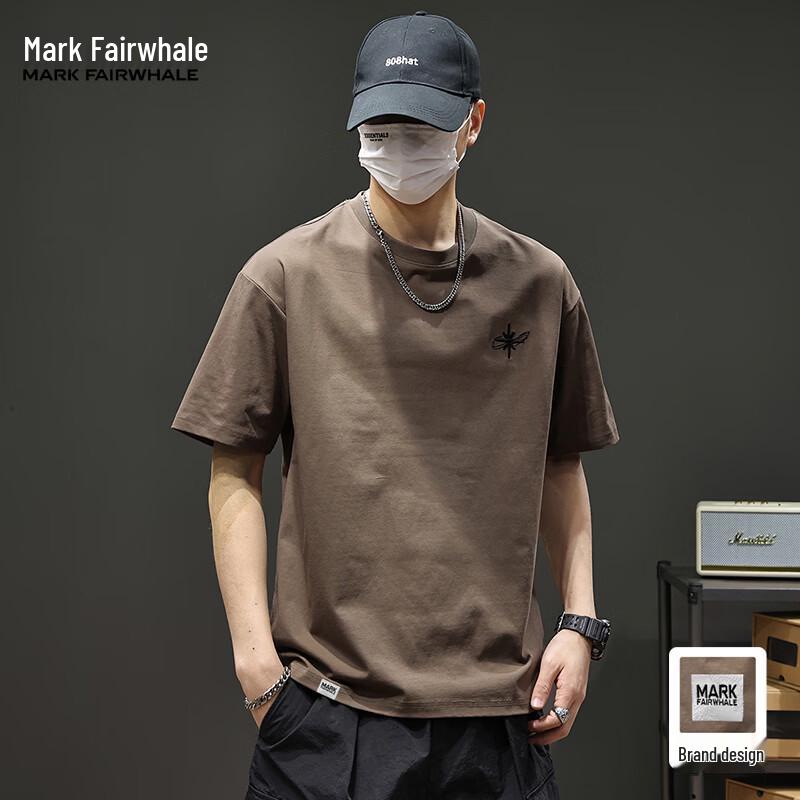 Mark Fairwhale Men's Letter Embroidery Ice Silk Short Sleeve T-Shirt