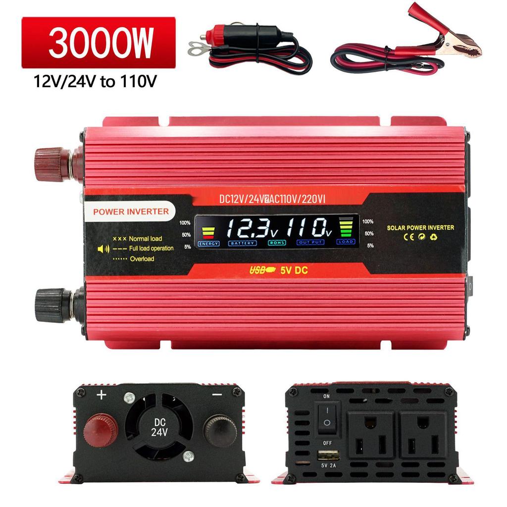 4000W Digital Car Power Inverter 12V/24V to 110V/220V