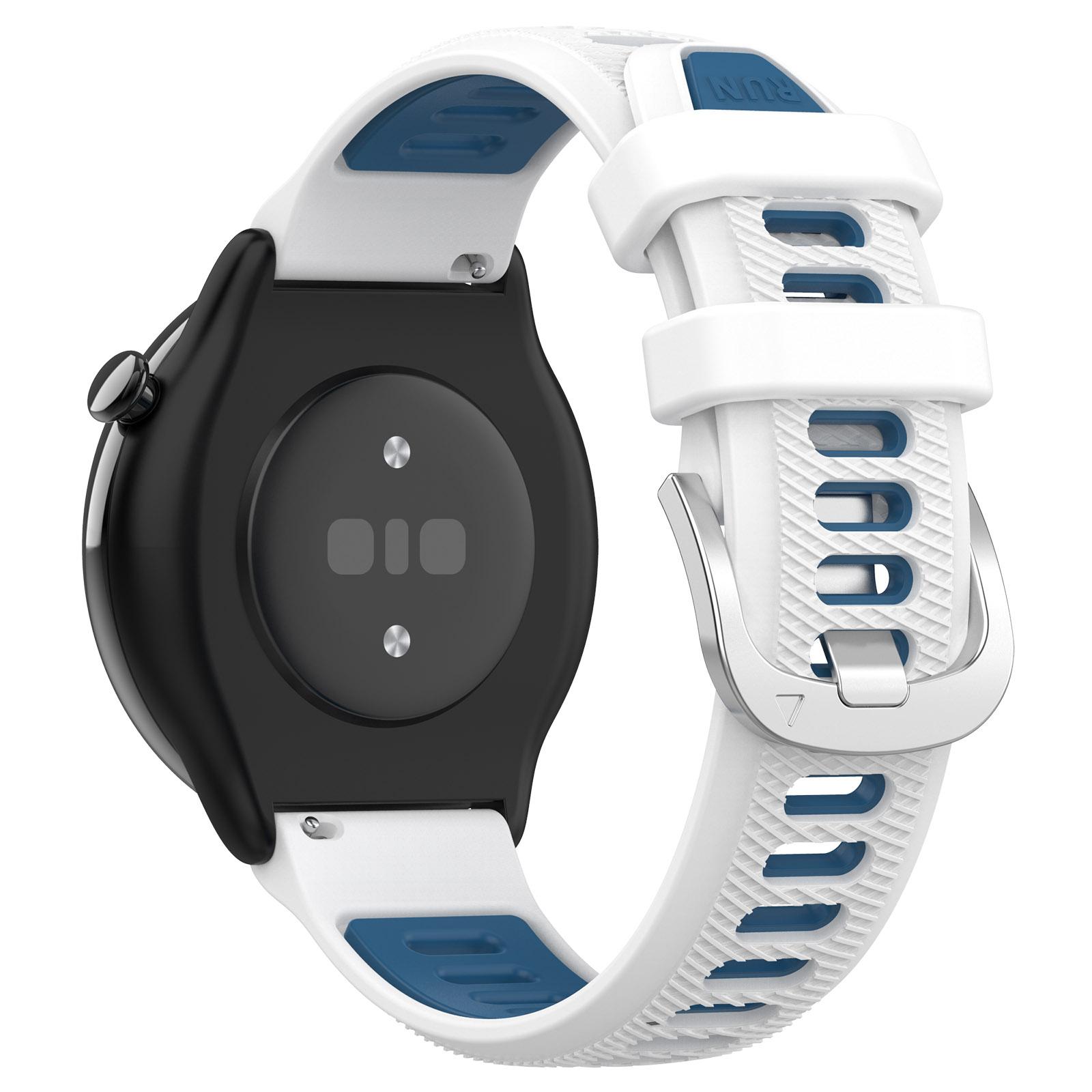

For Huami Amazfit GTR Mini/Bip 3/Bip 3 Pro Silicone Watch Band 20mm Cross Stripe Dual-color Strap White Blue