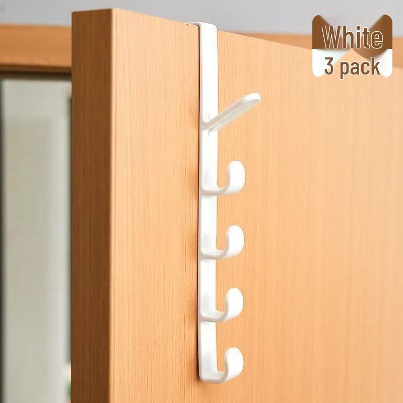 Over-Door Vertical Hooks Clothes & Hat Rack, No-Drill Installation for Bedroom/Dorm Use