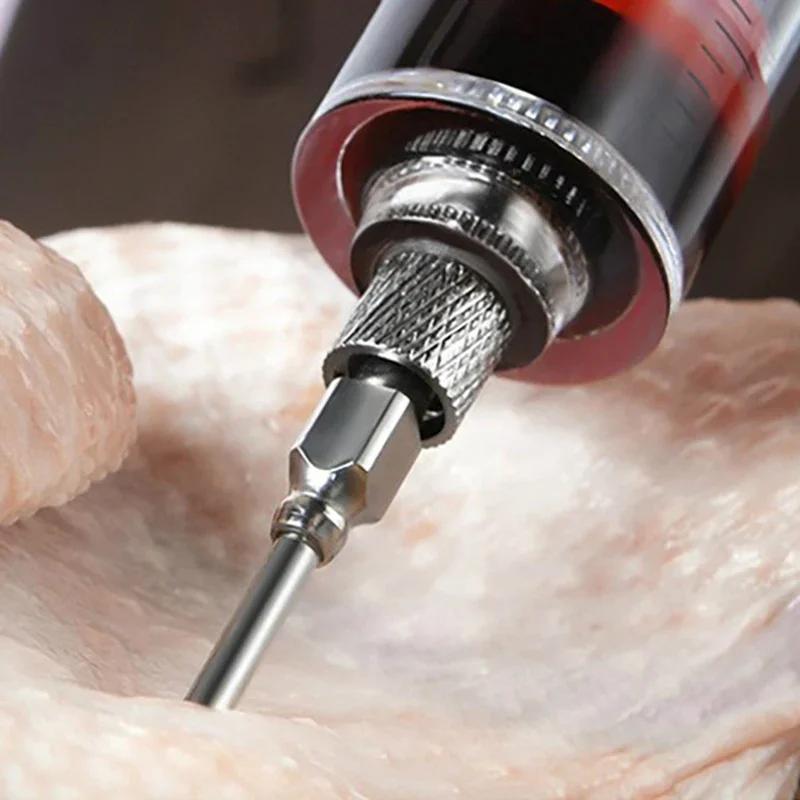 1pc Tools Meat Chicken Injection marinades Cooking Turkey Injector syringes Spices sauces Grill Needles Barbecue Party Flavor