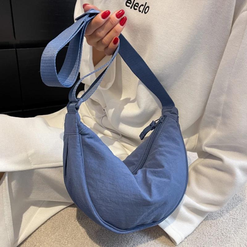Borsa a tracolla da donna in nylon, borse a spalla piccole, portafogli vintage per ragazze, borse a mano, borsa leggera da spalla/ascella, borsa a mano a forma di raviolo