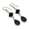 Natural Black Spinel, Onyx Gemstone 925 Sterling Silver Earring 2.05" AE-11697