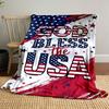 Patriotic design featuring stars, stripes, and "God Bless the USA" text. for all seasons blanket lunch break throw gift