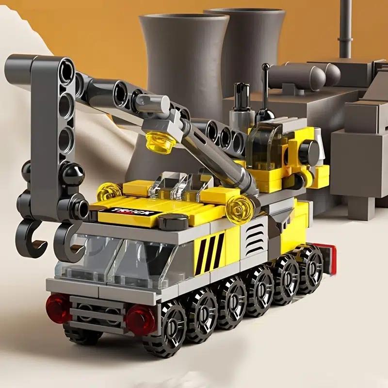 6 IN 1 DIY City Construction Team Truck Crane Forklift Small Size Constructing Blocks Kit Figures Bricks Learning-Focused Playthings Ideal for
