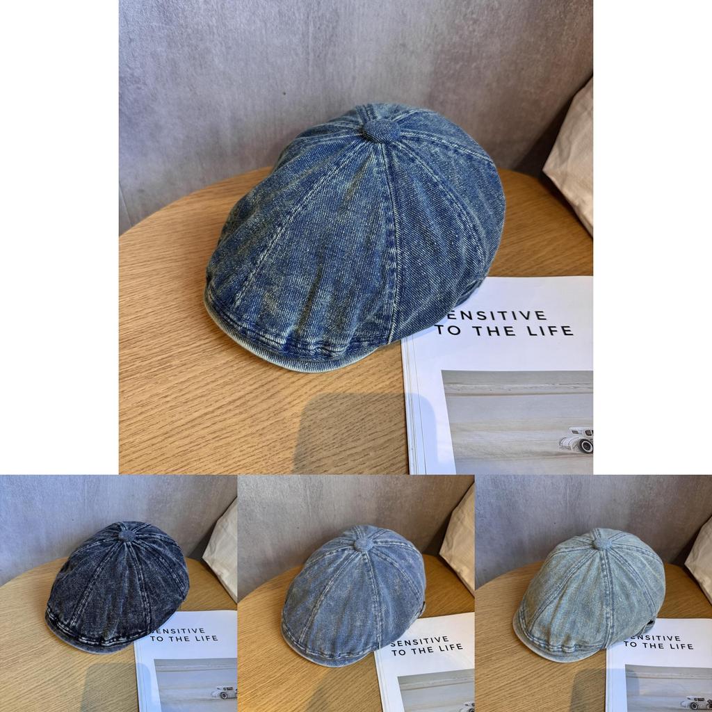 Vintage Denim Beret Hat For Women With Sun Protection For Street Style Summer