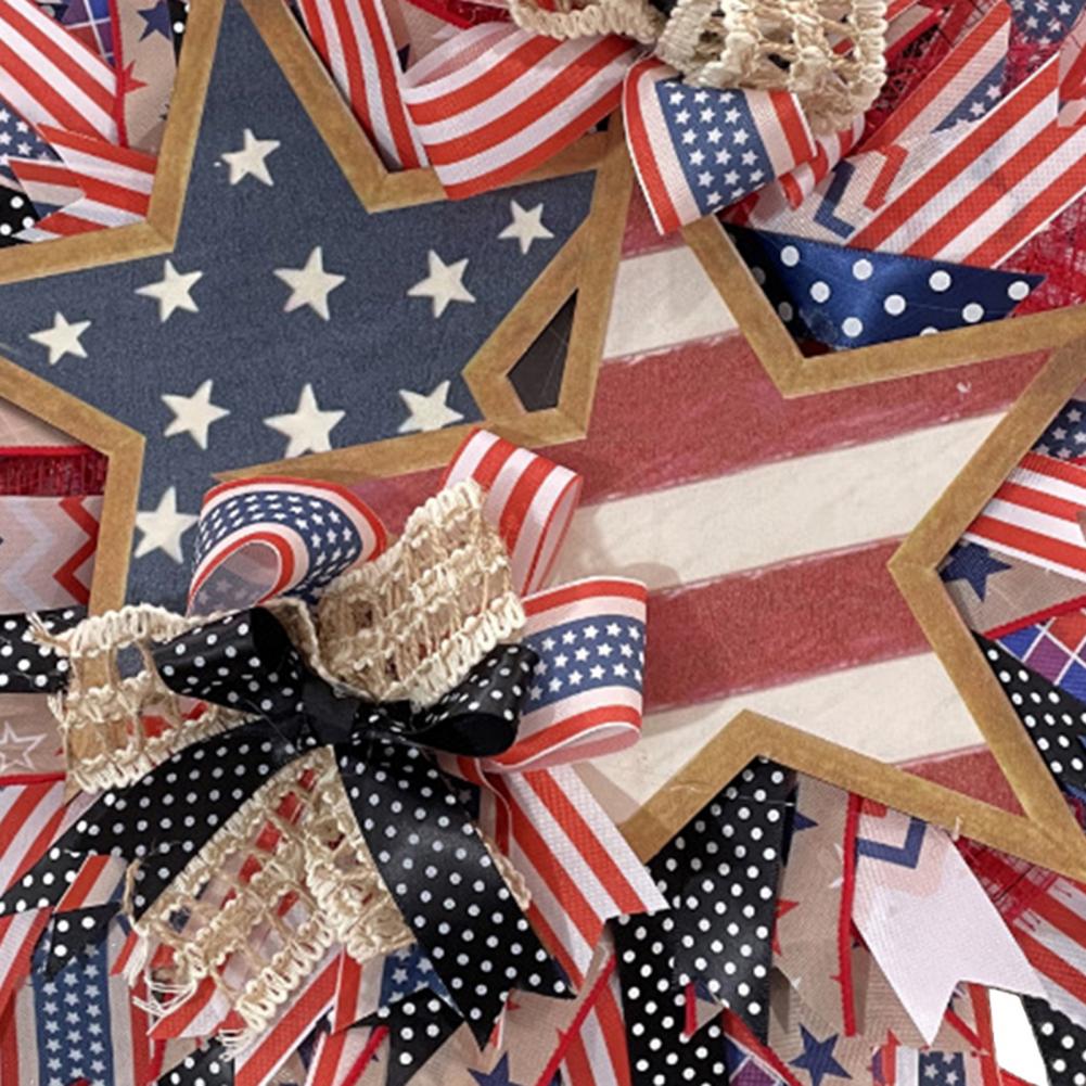 40cm Diameter Independence Day Wreath 4th Of July Front Door Patriotic Flag Garland Festival Celebration Decor USA Party Supply