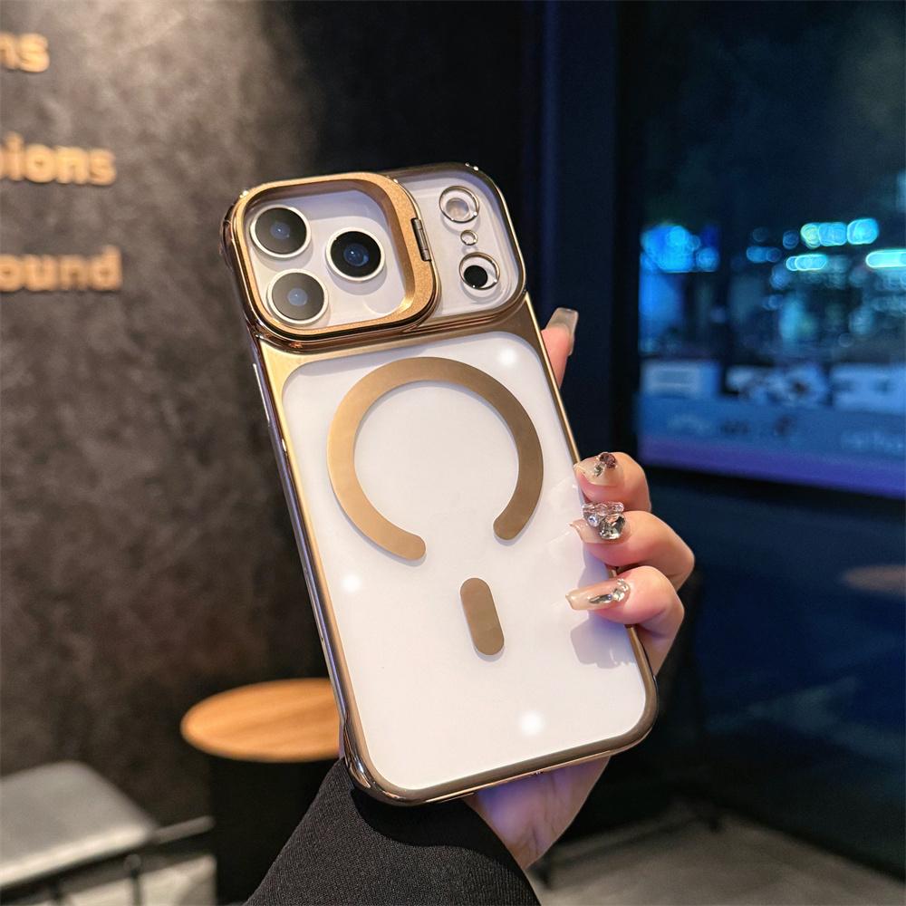 Luxury Transparent PC Plated Phone Case for iPhone 17 Pro Max Air 16 15 14 13 Magsafe Magnetic Borderless Cover for Apple Case