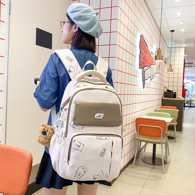Women's Schoolbag Junior High School Student Color Block Backpack Computer Backpack