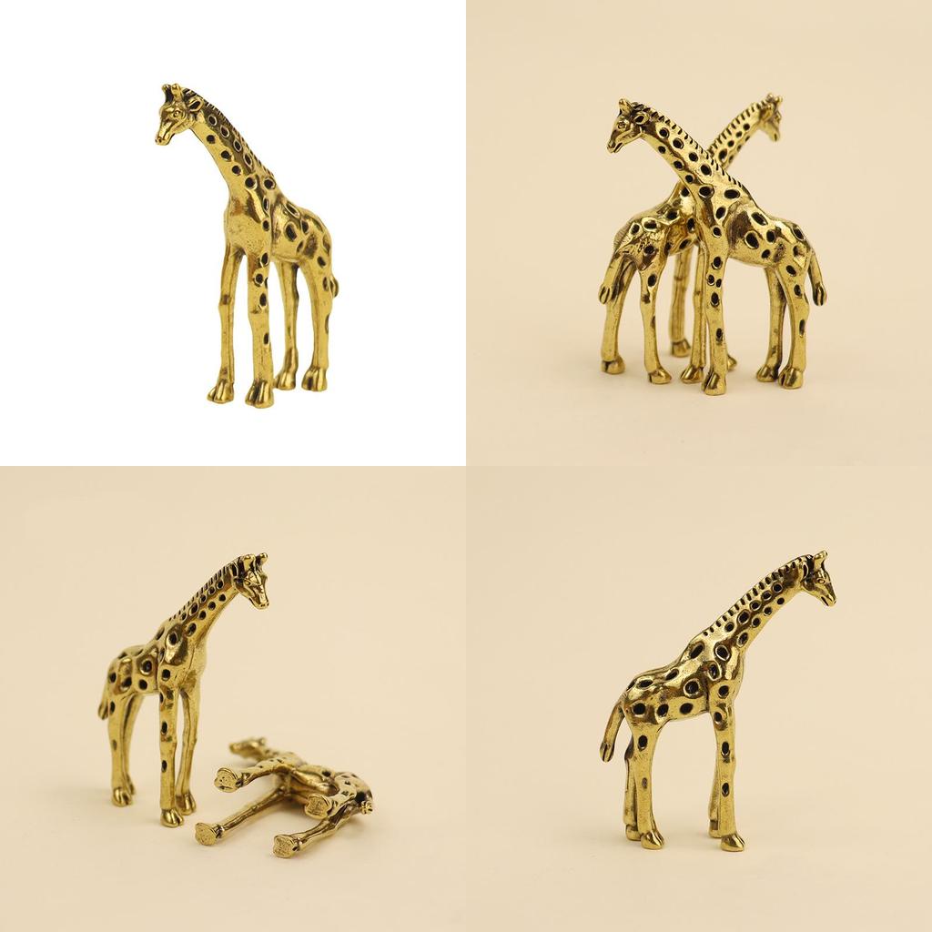 Small Copper Giraffe Statue Unique Artistic Craft For Home Office Or Market Display