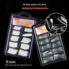 100-Piece Blister Box: Trapezoidal, Transparent Fake Nails - Full & Half Stick, Water Drop Designs