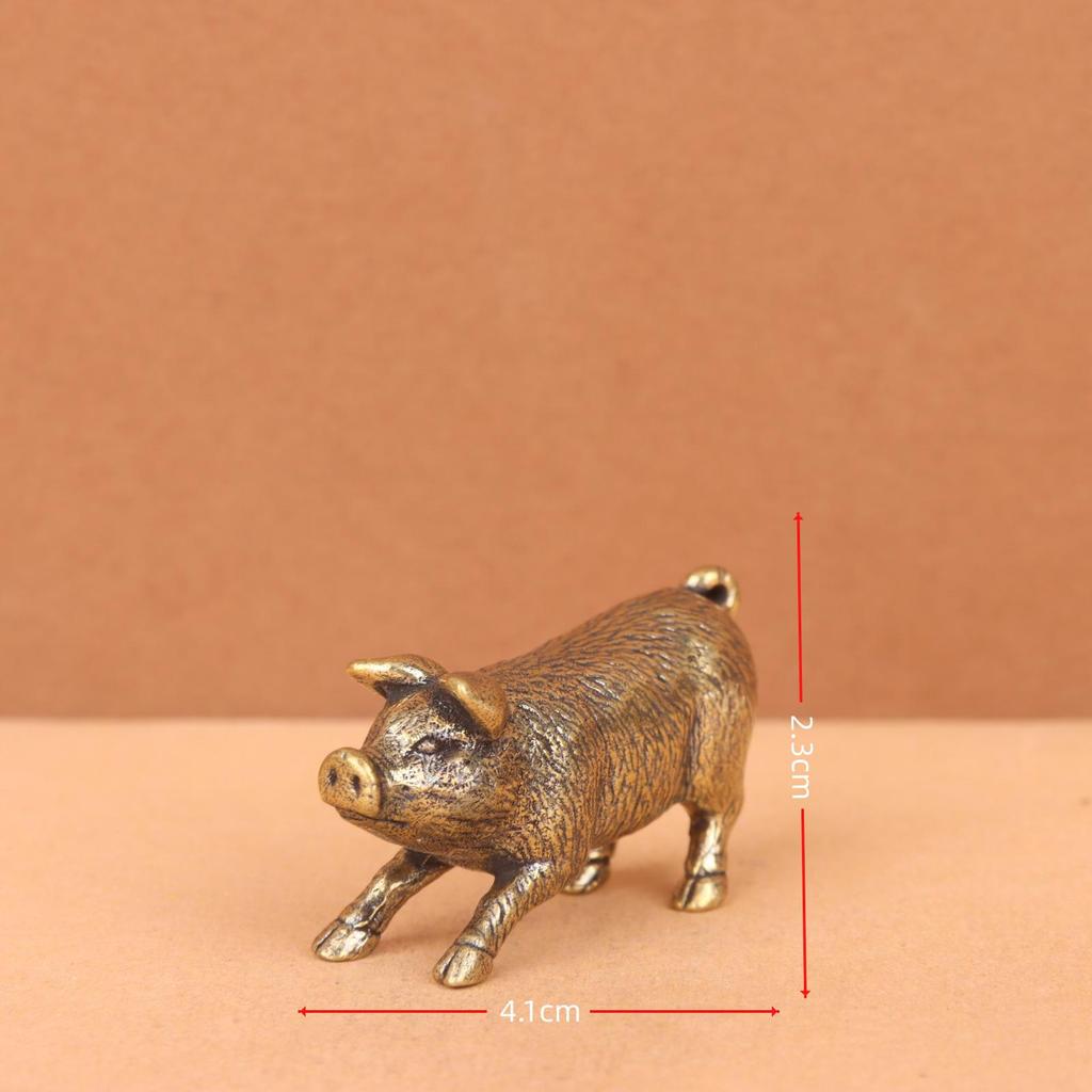Brass Copper Handcrafted Set of Twelve Zodiac Animal Ornaments: Rat, Ox, Tiger, Rabbit, Dragon, Snake, Horse, Sheep, Monkey, Rooster, Dog, Pig.