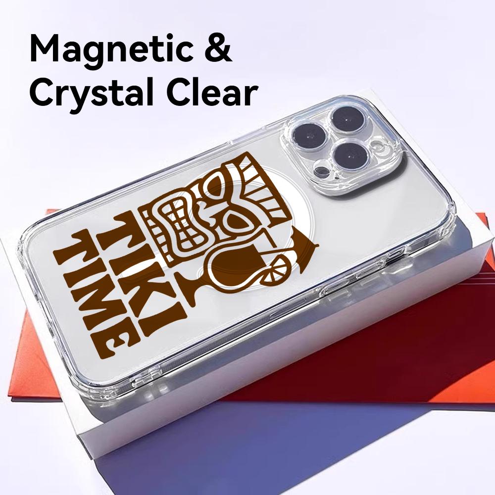 Tiki Time Phone Case For iPhone 17 16 15 14 13 12 Pro Max Plus With Magnetic Crystal Clear Case Wireless Charge