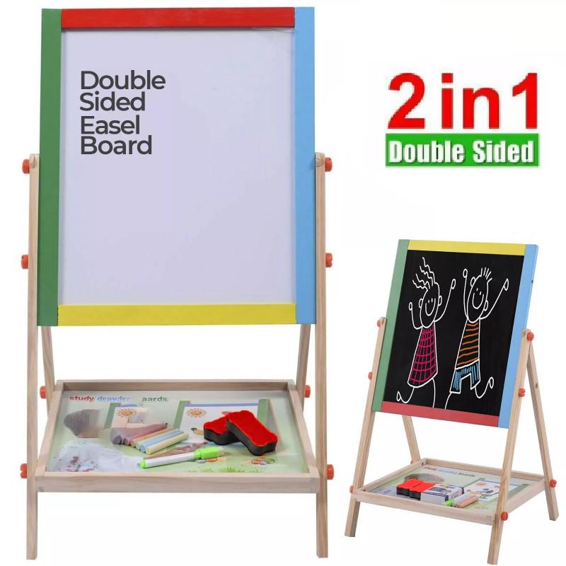 2 1 In Adjustable Bla White Wooden Easel Ding Chalk Board Childs Art Craft Toy