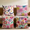 Colorful Flowers Cushion Cover Multi-Scene Pillow Cover for Home & Car - Reversible, Soft & Durable for Daily Use