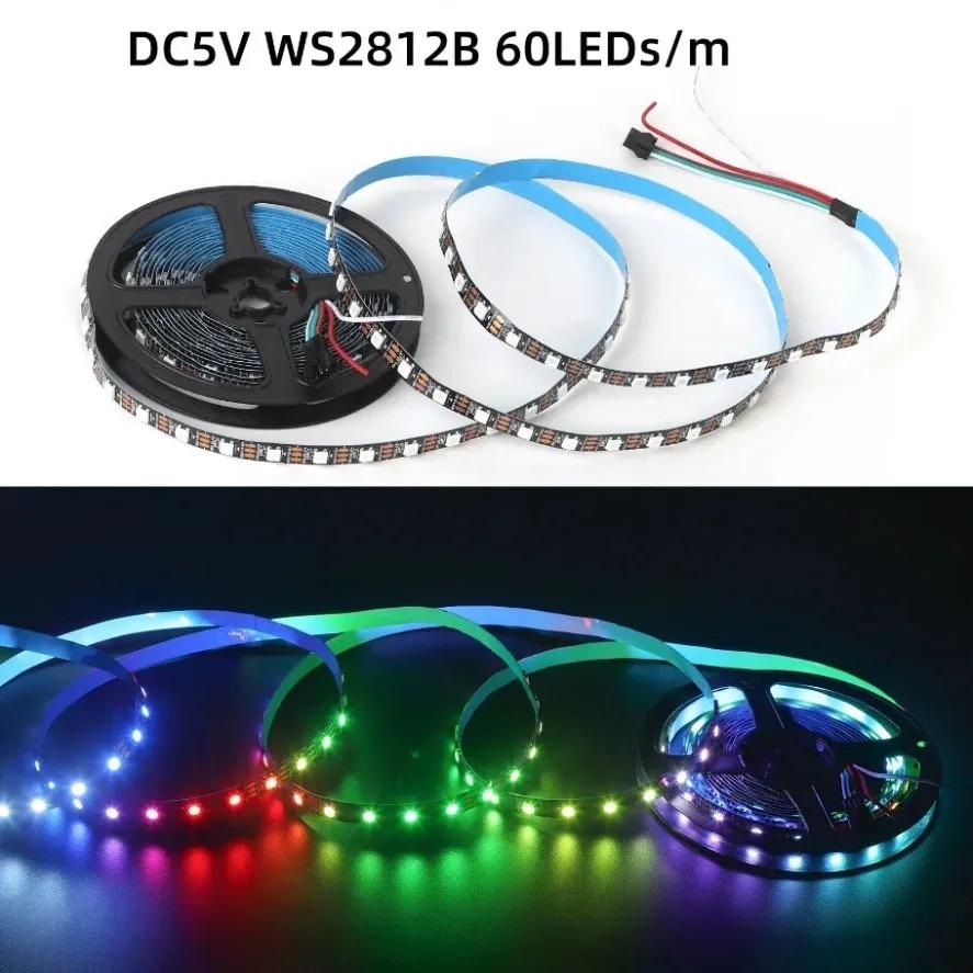 5V Intelligentes LED-Band WS2812B 5050 RGBIC Individuell Adressierbarer IC 30/60/144 Pixel/LEDs/Meter Schwarz/Weiß PCB IP30/67 Wasserdicht