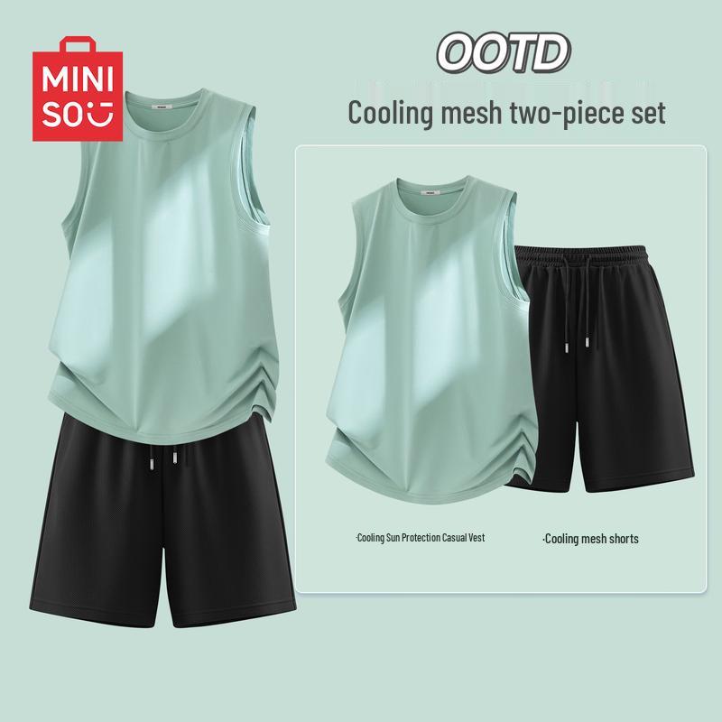 MINISO Men's Quick-Dry Mesh Vest & Cooling Shorts Set