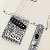 Professional 6 String Saddles Bridge Plate Electric Guitar Bridge Control Panel with Carving Decorative Pattern