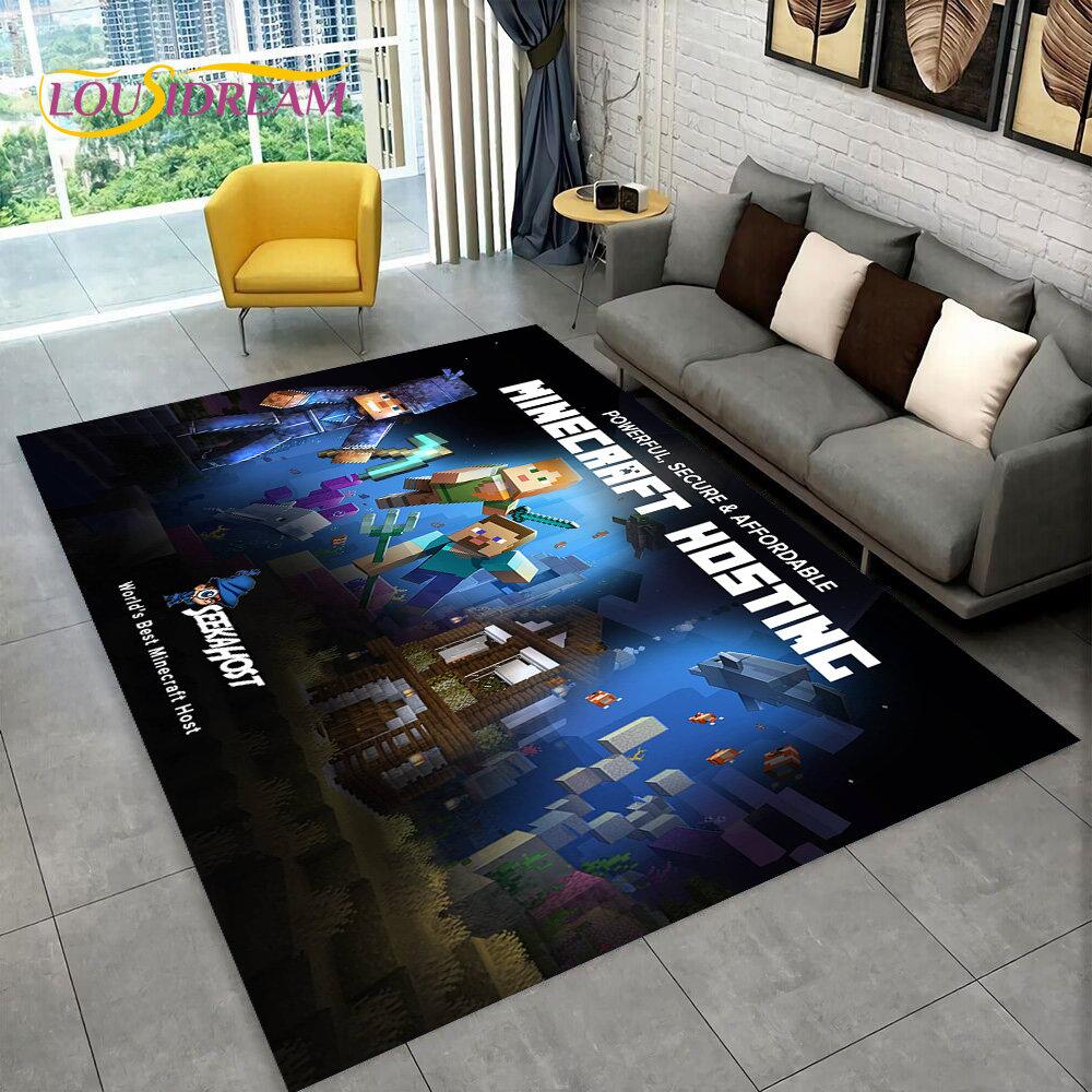 3D MC Sandbox Games Gamer Cartoon Area Rug,Carpet Rug for Living Room Bedroom Sofa Doormat Decoration,kids Non-slip Floor Mat