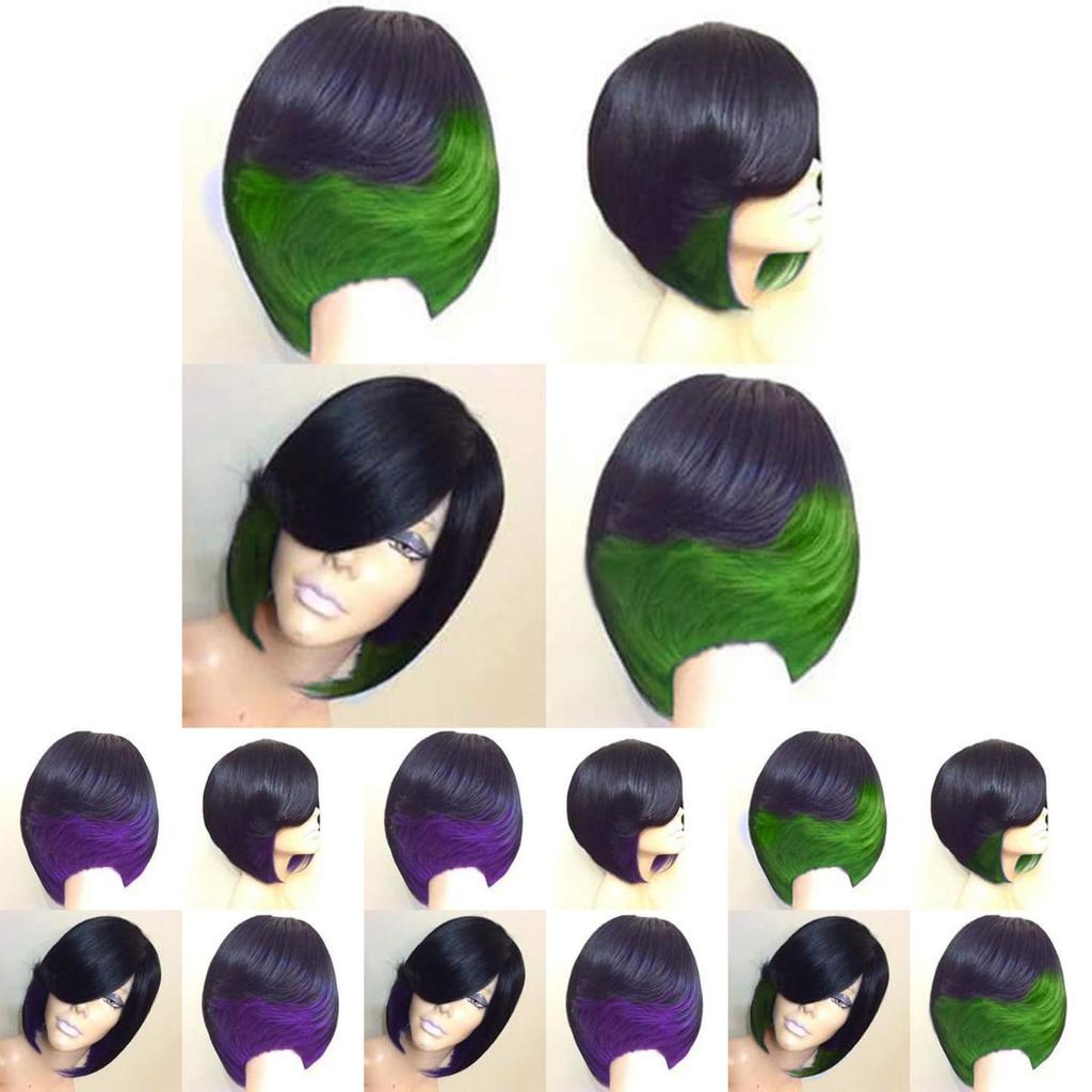Elegant Short Mix Color Hair Wig With Natural Straight Synthetic Hair For Cosplay