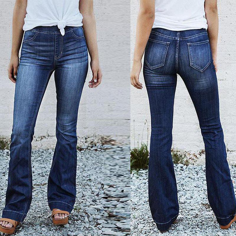 Damen Jeans Jogginghose High Waist - Gerippte Röhrenhose Mit Rissen Dark Blue Gr. M