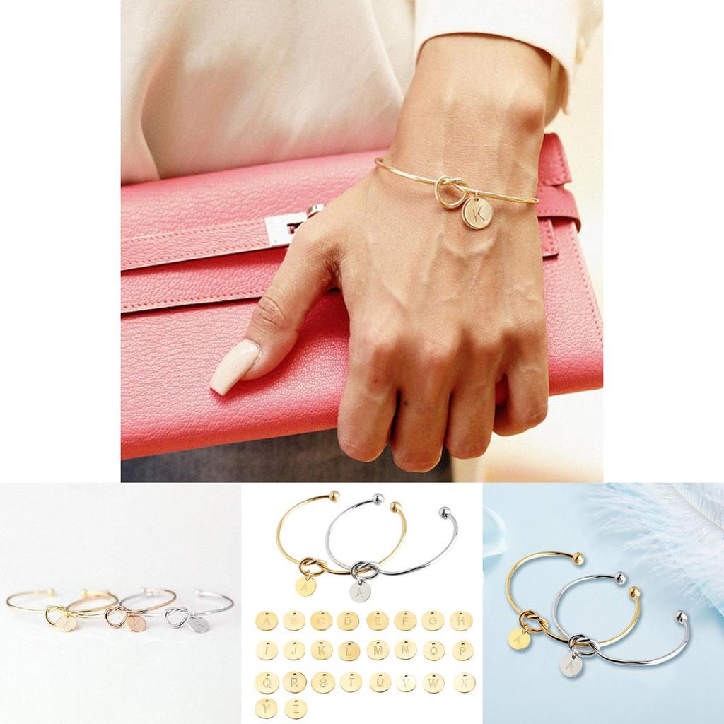 Personalized Monogram Knot Bracelet Elegant Fashion Statement Jewelry Gift For Bridesmaids In Rose Gold And Silver