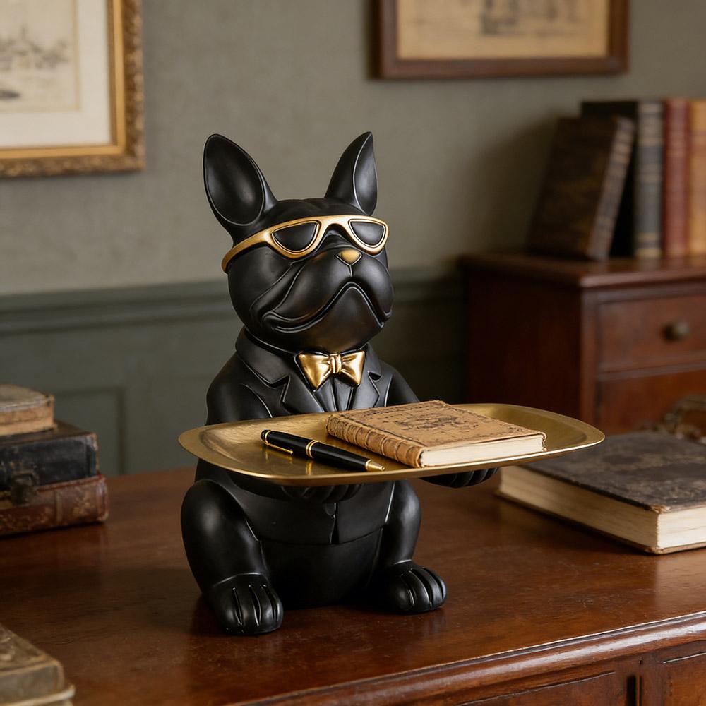 Creative Bulldog Tray Animal Statue Creative Ornament Living Room Bedroom Miscellaneous Storage Home Decoration Gift