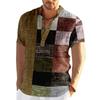 Vintage Men'S 3D Faion Patchwork Printed Irt Oversized Autumn  Collar Fce Lined Thiened Nine-Quarter Sve