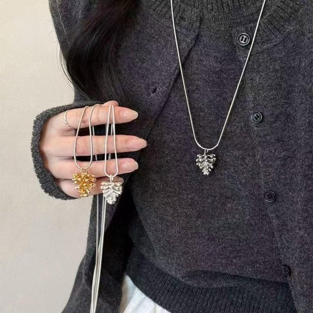 Snake Bone Chain Pinecone Necklace Jewelry Adjustable Length Geometric Necklace Women