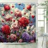 Romantic Rose Garden Shower Curtain -Waterproof, Mildew-Resistant With Vibrant Flowers And Hearts For A Lush And Dreamy Bathroom