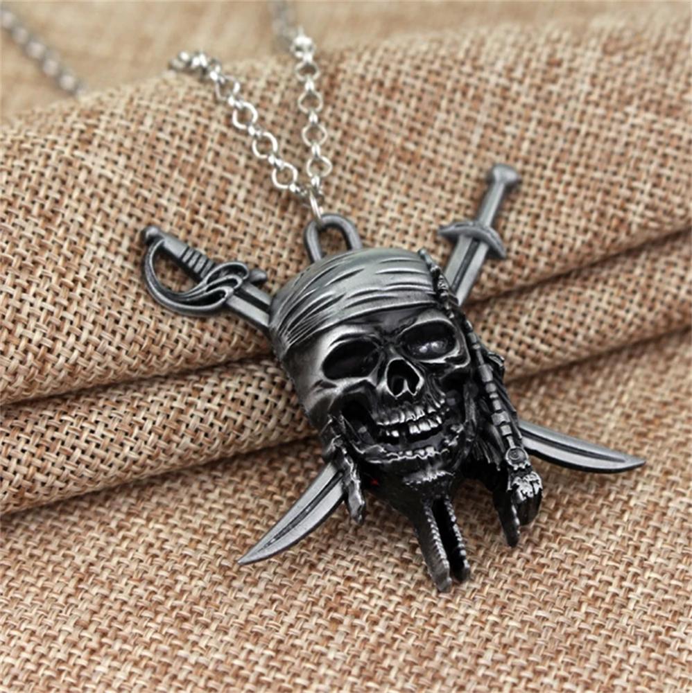 Fashion Vintage Charm Pirates Of The Caribbean Necklace Jack Sparrow's Skull Pendant Jewelry Men Women Gifts