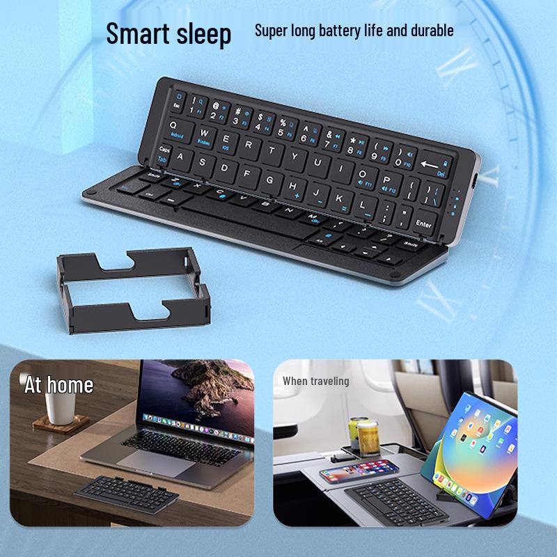Portable Bluetooth Aluminum Alloy Folding Keyboard with Universal Phone/Tablet Stand, Silent Typing & USB-C Charging