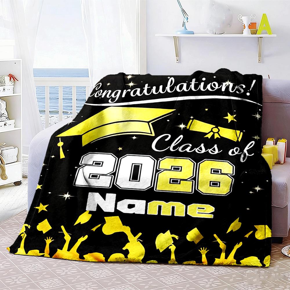 Congratulations Class Of 2026 Home Customize Your Name Blankets Comfortable Soft Lightweight Allseason Multipurpose Blanket For Picnics Sofas Offices
