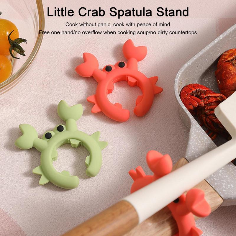 Utensil Rest Crab Shaped Silicone Utensil Rest Countertop Ladle Holder Anti-Overflow Practical Assistant Stove Top Spatula