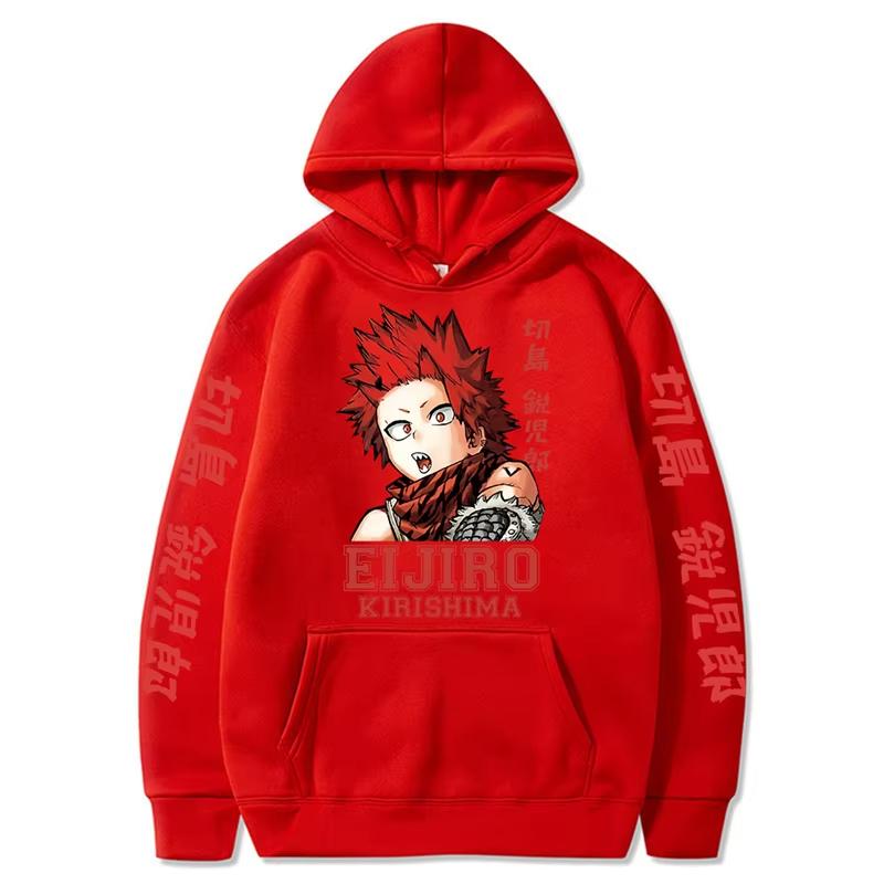 Kawaii Eijiro Kirishima My Hero Academia Herenkleding Harajuku Sweatshirts Anime Prints Capuchon Herfst Winter Streetwear