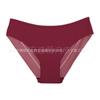 Women Striped Lace Seamless Breathable Mid Waist Sexy Briefs Panties