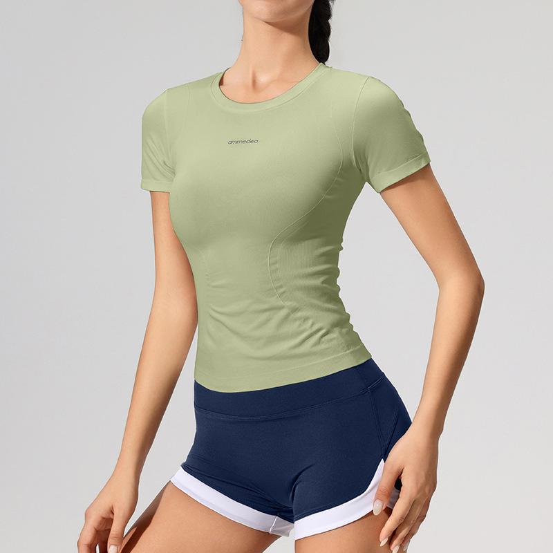 

Женская приграничная спортивная футболка с коротким рукавом, облегающая, летняя, для фитнеса, для бега, тренировок, пилатеса и йоги Medium