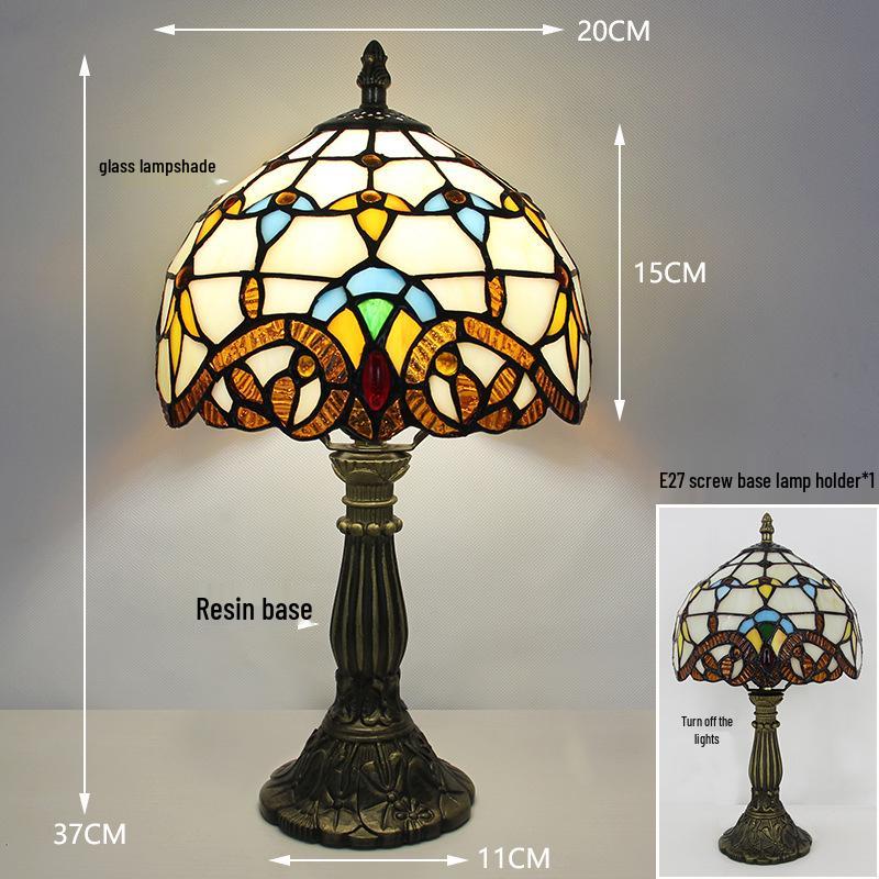 Tiffany Vintage Stained Glass Table Lamp for Bedside or Cafe