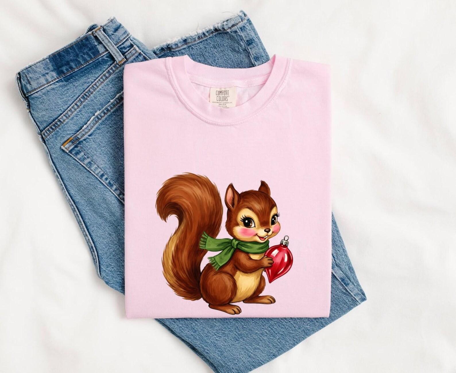 Chipmunk Shirt Animals Holiday Gift Women Adorable Tee Squirrel T-Shirt Wildlife Fan Rodent Tshirt Christmas Graphic Painting Decoration XL