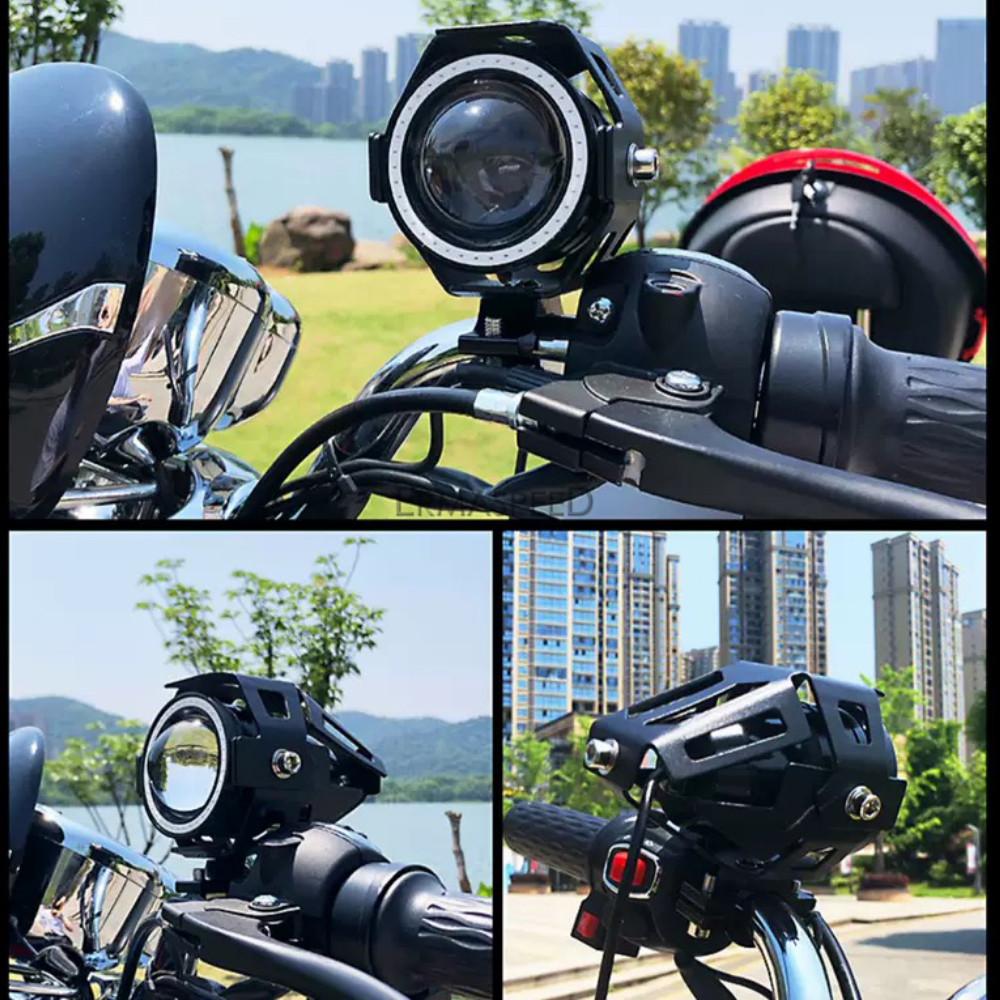 Waterproof Motorcycle Headlight 3000LM 125W Led Fog Light Spotlight with Switch Motorbike E-Bike Scooter Car Work Light