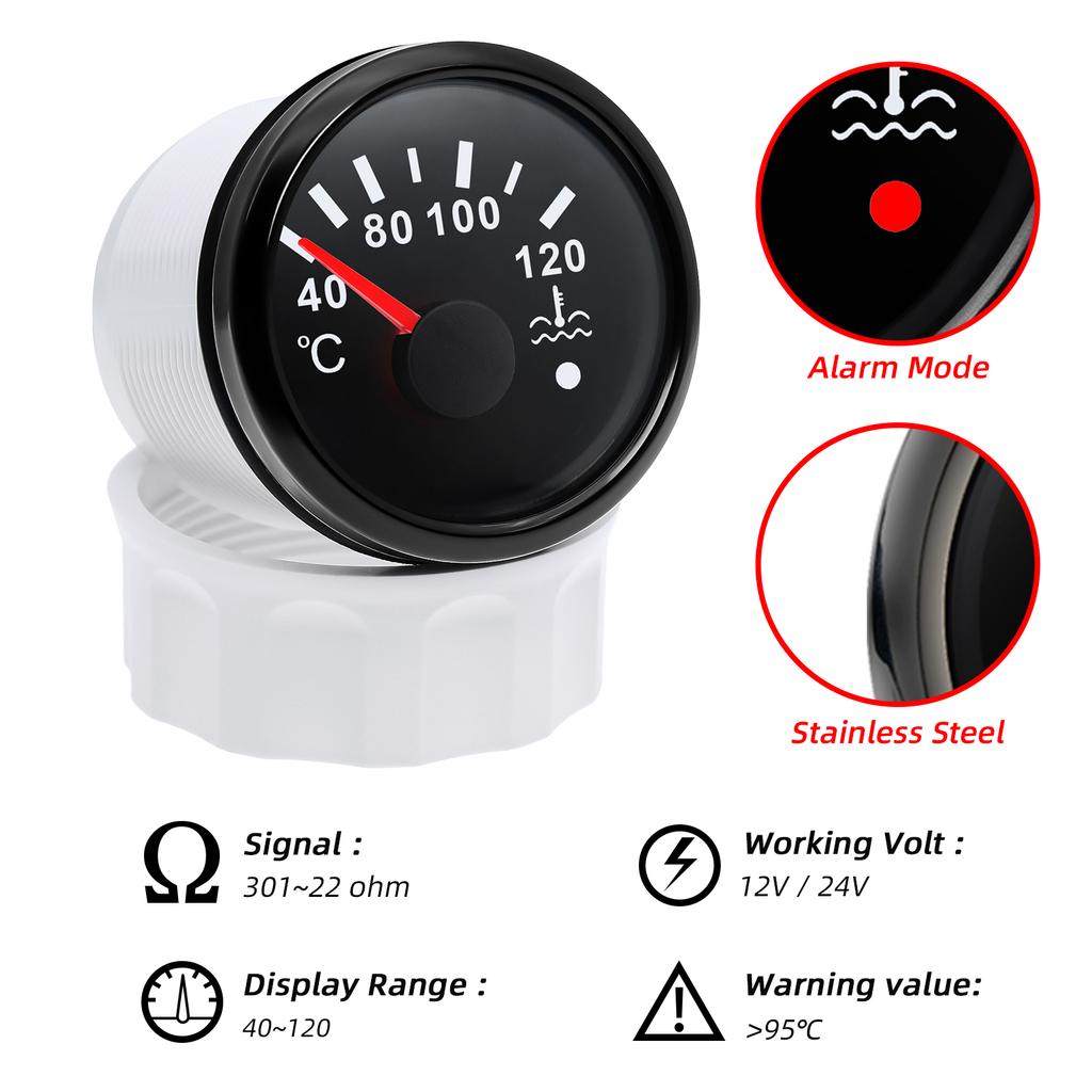 Marine Boat Water Temperature Gauge Red Backlight 40-120 Degree Water Temperature Gauge With Sensor Auto Digital Gauge