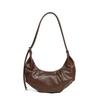 Fashion leather high-end messenger dumpling bag head layer vegetable tanned cowhide large capacity shoulder pleated croissant