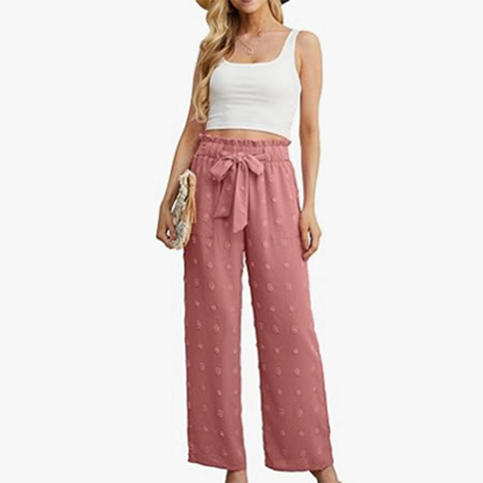 

Женские повседневные брюки с регулируемым поясом и высокой талией, широкие брюки XL красный