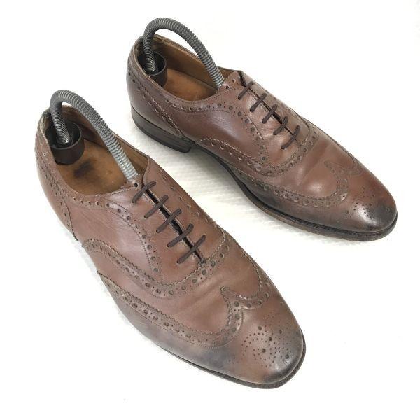 80s-90s Vintage Church's Old Church Leather Full Brogue Wingtip Oxford 8F / 26.5cm / Brown Dress Shoes