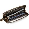 Men'S Crazy Horse Leather Wallet Retro Embossed Fashion Long Wallet Leather Zipper Clutch Multi-Card Mobile Phone Money