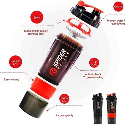 3 Layers Shaker Protein Bottle Powder Shake Cup Large Capacity Water Bottle Mixing Cup Body Building Exercise Mixing Bottle