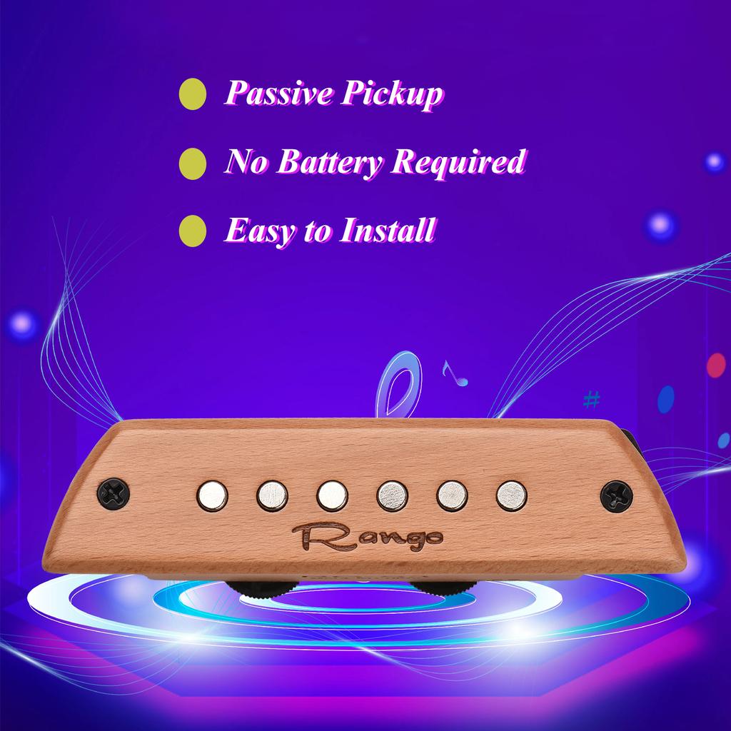 Rango RG S3 Acoustic Guitar Magnetic Pickup Beech Wood Passive Magnetic Soundhole Pickup No Battery Drilling Required